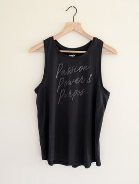 Old Navy Black Graphic Go Dry Active Tank - 'Passion Power & Purpose'